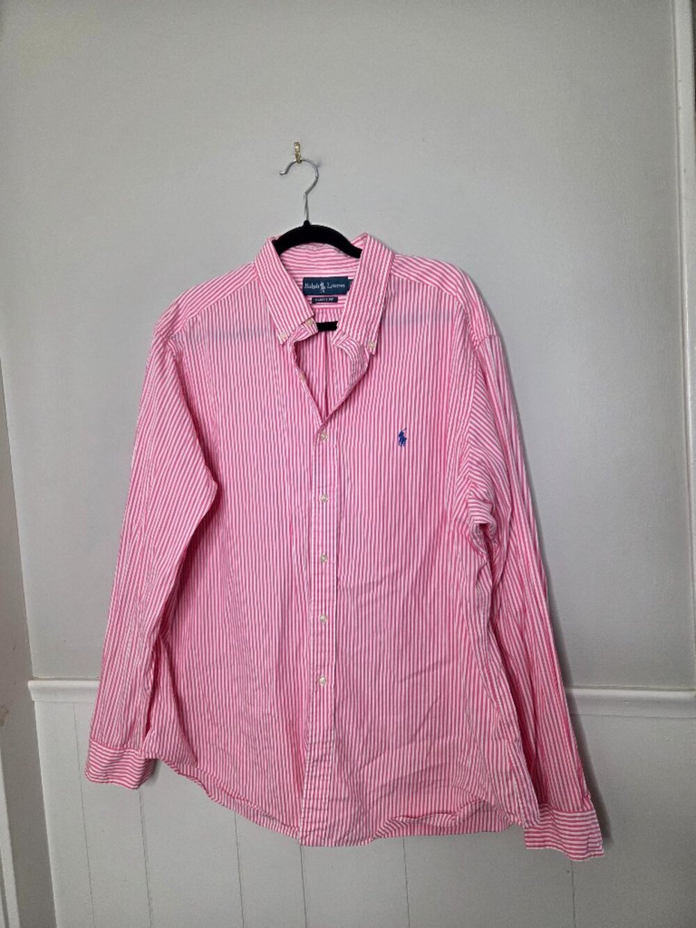 RALPH LAUREN Pink White Stripe Button Down Shirt